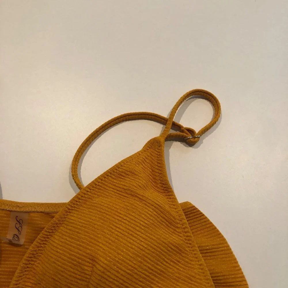 NWT JJ Queen Orange Ruffle Bikini Swim Top Large